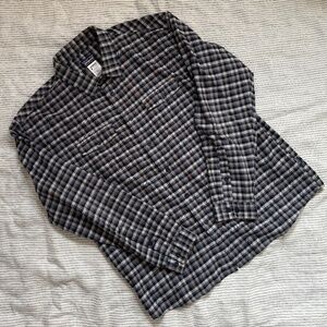 Patagonia Mens Blue & Grey Plaid Button Shirt, size XL